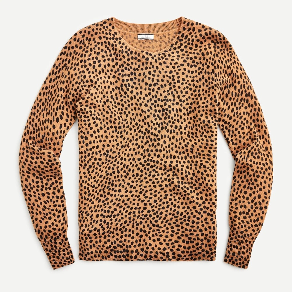 J.Crew Cashmere Crewneck Sweater in Leopard Dot